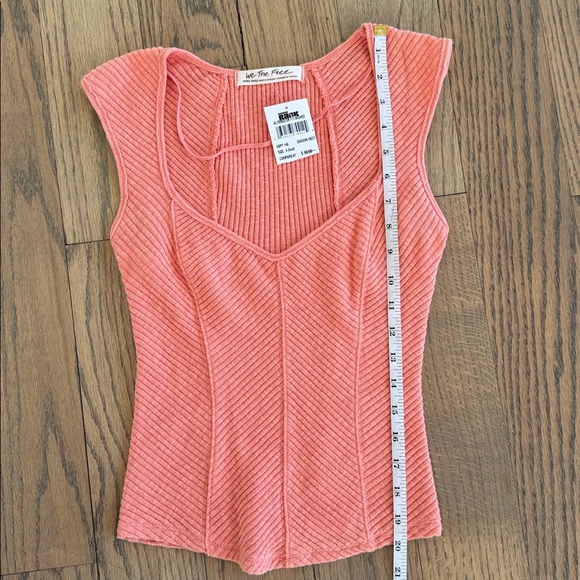 NWT We The Free Women's Boss Babe Ribbed-Knit Coral Corset Tank Top Size X-Small - Picture 7 of 11
